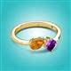 3 - Lysha 1.15 ctw Citrine Pear Shape (7x5 mm) & Amethyst Cushion Shape (5.00 mm) Toi Et Moi Engagement Ring 