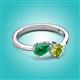 3 - Lysha 1.45 ctw Emerald Pear Shape (7x5 mm) & Peridot Cushion Shape (5.00 mm) Toi Et Moi Engagement Ring 