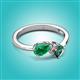 3 - Lysha 1.61 ctw Emerald Pear Shape (7x5 mm) & Lab Created Alexandrite Cushion Shape (5.00 mm) Toi Et Moi Engagement Ring 