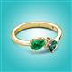 3 - Lysha 1.61 ctw Emerald Pear Shape (7x5 mm) & Lab Created Alexandrite Cushion Shape (5.00 mm) Toi Et Moi Engagement Ring 