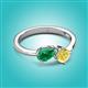 3 - Lysha 1.61 ctw Emerald Pear Shape (7x5 mm) & Lab Created Yellow Sapphire Cushion Shape (5.00 mm) Toi Et Moi Engagement Ring 