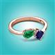 3 - Lysha 1.61 ctw Emerald Pear Shape (7x5 mm) & Lab Created Blue Sapphire Cushion Shape (5.00 mm) Toi Et Moi Engagement Ring 