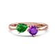 1 - Lysha 1.30 ctw Green Garnet Pear Shape (7x5 mm) & Amethyst Cushion Shape (5.00 mm) Toi Et Moi Engagement Ring 