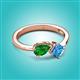 3 - Lysha 1.55 ctw Green Garnet Pear Shape (7x5 mm) & Blue Topaz Cushion Shape (5.00 mm) Toi Et Moi Engagement Ring 