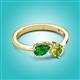 3 - Lysha 1.45 ctw Green Garnet Pear Shape (7x5 mm) & Peridot Cushion Shape (5.00 mm) Toi Et Moi Engagement Ring 