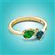 3 - Lysha 1.55 ctw Green Garnet Pear Shape (7x5 mm) & London Blue Topaz Cushion Shape (5.00 mm) Toi Et Moi Engagement Ring 