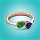 3 - Lysha 1.61 ctw Green Garnet Pear Shape (7x5 mm) & Lab Created Blue Sapphire Cushion Shape (5.00 mm) Toi Et Moi Engagement Ring 