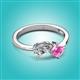 3 - Lysha 1.56 ctw IGI Certified Lab Grown Diamond Pear Shape (7x5 mm) & Lab Created Pink Sapphire Cushion Shape (5.00 mm) Toi Et Moi Engagement Ring 
