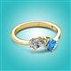 3 - Lysha 1.50 ctw IGI Certified Lab Grown Diamond Pear Shape (7x5 mm) & Blue Topaz Cushion Shape (5.00 mm) Toi Et Moi Engagement Ring 