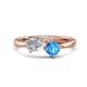 1 - Lysha 1.50 ctw IGI Certified Lab Grown Diamond Pear Shape (7x5 mm) & Blue Topaz Cushion Shape (5.00 mm) Toi Et Moi Engagement Ring 