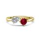 1 - Lysha 1.56 ctw IGI Certified Lab Grown Diamond Pear Shape (7x5 mm) & Lab Created Ruby Cushion Shape (5.00 mm) Toi Et Moi Engagement Ring 