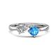 1 - Lysha 1.50 ctw IGI Certified Lab Grown Diamond Pear Shape (7x5 mm) & Blue Topaz Cushion Shape (5.00 mm) Toi Et Moi Engagement Ring 