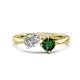 1 - Lysha 1.35 ctw GIA Certified Natural Diamond Pear Shape (7x5 mm) & Lab Created Emerald Cushion Shape (5.00 mm) Toi Et Moi Engagement Ring 