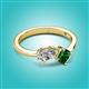 3 - Lysha 1.35 ctw GIA Certified Natural Diamond Pear Shape (7x5 mm) & Lab Created Emerald Cushion Shape (5.00 mm) Toi Et Moi Engagement Ring 