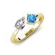 4 - Lysha 1.50 ctw IGI Certified Lab Grown Diamond Pear Shape (7x5 mm) & Blue Topaz Cushion Shape (5.00 mm) Toi Et Moi Engagement Ring 