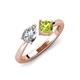 4 - Lysha 1.40 ctw IGI Certified Lab Grown Diamond Pear Shape (7x5 mm) & Peridot Cushion Shape (5.00 mm) Toi Et Moi Engagement Ring 