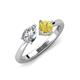4 - Lysha 1.56 ctw IGI Certified Lab Grown Diamond Pear Shape (7x5 mm) & Lab Created Yellow Sapphire Cushion Shape (5.00 mm) Toi Et Moi Engagement Ring 
