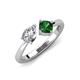 4 - Lysha 1.30 ctw IGI Certified Lab Grown Diamond Pear Shape (7x5 mm) & Lab Created Emerald Cushion Shape (5.00 mm) Toi Et Moi Engagement Ring 