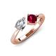 4 - Lysha 1.56 ctw IGI Certified Lab Grown Diamond Pear Shape (7x5 mm) & Lab Created Ruby Cushion Shape (5.00 mm) Toi Et Moi Engagement Ring 