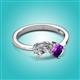 3 - Lysha 1.30 ctw GIA Certified Natural Diamond Pear Shape (7x5 mm) & Amethyst Cushion Shape (5.00 mm) Toi Et Moi Engagement Ring 