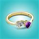 3 - Lysha 1.30 ctw GIA Certified Natural Diamond Pear Shape (7x5 mm) & Amethyst Cushion Shape (5.00 mm) Toi Et Moi Engagement Ring 