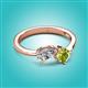 3 - Lysha 1.45 ctw GIA Certified Natural Diamond Pear Shape (7x5 mm) & Peridot Cushion Shape (5.00 mm) Toi Et Moi Engagement Ring 