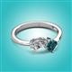 3 - Lysha 1.55 ctw GIA Certified Natural Diamond Pear Shape (7x5 mm) & London Blue Topaz Cushion Shape (5.00 mm) Toi Et Moi Engagement Ring 
