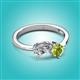 3 - Lysha 1.45 ctw GIA Certified Natural Diamond Pear Shape (7x5 mm) & Peridot Cushion Shape (5.00 mm) Toi Et Moi Engagement Ring 