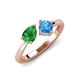 4 - Lysha 1.55 ctw Green Garnet Pear Shape (7x5 mm) & Blue Topaz Cushion Shape (5.00 mm) Toi Et Moi Engagement Ring 