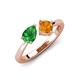 4 - Lysha 1.30 ctw Green Garnet Pear Shape (7x5 mm) & Citrine Cushion Shape (5.00 mm) Toi Et Moi Engagement Ring 