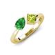 4 - Lysha 1.45 ctw Green Garnet Pear Shape (7x5 mm) & Peridot Cushion Shape (5.00 mm) Toi Et Moi Engagement Ring 