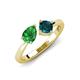4 - Lysha 1.55 ctw Green Garnet Pear Shape (7x5 mm) & London Blue Topaz Cushion Shape (5.00 mm) Toi Et Moi Engagement Ring 