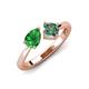 4 - Lysha 1.61 ctw Green Garnet Pear Shape (7x5 mm) & Lab Created Alexandrite Cushion Shape (5.00 mm) Toi Et Moi Engagement Ring 