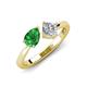 4 - Lysha 1.37 ctw Green Garnet Pear Shape (7x5 mm) & Moissanite Cushion Shape (5.00 mm) Toi Et Moi Engagement Ring 