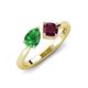 4 - Lysha 1.42 ctw Green Garnet Pear Shape (7x5 mm) & Rhodolite Garnet Cushion Shape (5.00 mm) Toi Et Moi Engagement Ring 