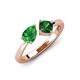4 - Lysha 1.35 ctw Green Garnet Pear Shape (7x5 mm) & Lab Created Emerald Cushion Shape (5.00 mm) Toi Et Moi Engagement Ring 