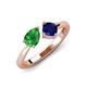 4 - Lysha 1.61 ctw Green Garnet Pear Shape (7x5 mm) & Lab Created Blue Sapphire Cushion Shape (5.00 mm) Toi Et Moi Engagement Ring 