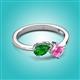 3 - Lysha 1.61 ctw Green Garnet Pear Shape (7x5 mm) & Lab Created Pink Sapphire Cushion Shape (5.00 mm) Toi Et Moi Engagement Ring 