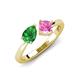 4 - Lysha 1.61 ctw Green Garnet Pear Shape (7x5 mm) & Lab Created Pink Sapphire Cushion Shape (5.00 mm) Toi Et Moi Engagement Ring 