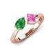 4 - Lysha 1.61 ctw Green Garnet Pear Shape (7x5 mm) & Lab Created Pink Sapphire Cushion Shape (5.00 mm) Toi Et Moi Engagement Ring 