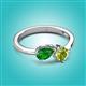 3 - Lysha 1.45 ctw Green Garnet Pear Shape (7x5 mm) & Peridot Cushion Shape (5.00 mm) Toi Et Moi Engagement Ring 