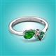 3 - Lysha 1.61 ctw Green Garnet Pear Shape (7x5 mm) & Lab Created Alexandrite Cushion Shape (5.00 mm) Toi Et Moi Engagement Ring 