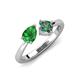 4 - Lysha 1.61 ctw Green Garnet Pear Shape (7x5 mm) & Lab Created Alexandrite Cushion Shape (5.00 mm) Toi Et Moi Engagement Ring 