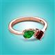 3 - Lysha 1.55 ctw Green Garnet Pear Shape (7x5 mm) & Red Garnet Cushion Shape (5.00 mm) Toi Et Moi Engagement Ring 