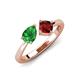 4 - Lysha 1.55 ctw Green Garnet Pear Shape (7x5 mm) & Red Garnet Cushion Shape (5.00 mm) Toi Et Moi Engagement Ring 