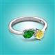 3 - Lysha 1.61 ctw Green Garnet Pear Shape (7x5 mm) & Lab Created Yellow Sapphire Cushion Shape (5.00 mm) Toi Et Moi Engagement Ring 