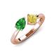 4 - Lysha 1.61 ctw Green Garnet Pear Shape (7x5 mm) & Lab Created Yellow Sapphire Cushion Shape (5.00 mm) Toi Et Moi Engagement Ring 