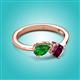 3 - Lysha 1.42 ctw Green Garnet Pear Shape (7x5 mm) & Rhodolite Garnet Cushion Shape (5.00 mm) Toi Et Moi Engagement Ring 