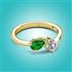 3 - Lysha 1.30 ctw Green Garnet Pear Shape (7x5 mm) & Lab Grown Diamond Cushion Shape (5.00 mm) Toi Et Moi Engagement Ring 