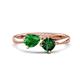 1 - Lysha 1.35 ctw Green Garnet Pear Shape (7x5 mm) & Lab Created Emerald Cushion Shape (5.00 mm) Toi Et Moi Engagement Ring 